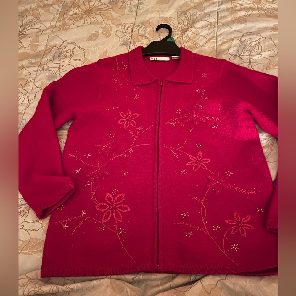 Red Wool Cardigan